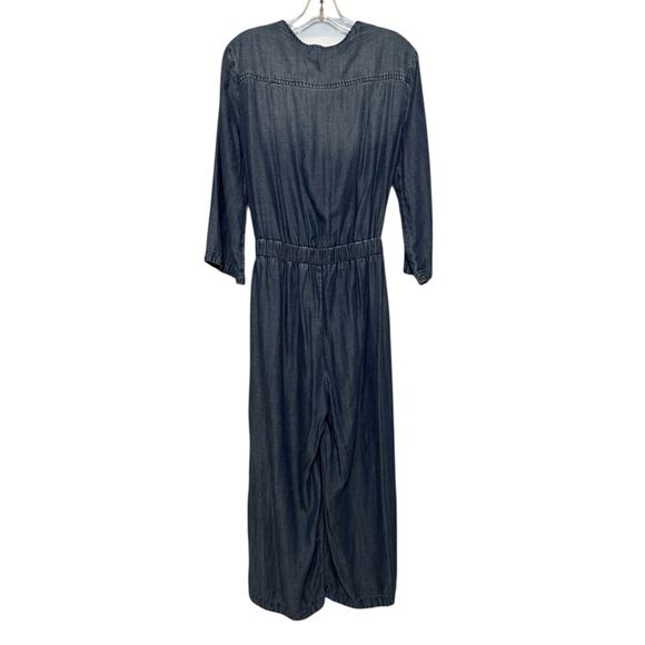 Cloth & Stone Anthropologie Denim Chambray Jumpsuit Womens Size M Blue Wide Leg - Picture 6 of 6